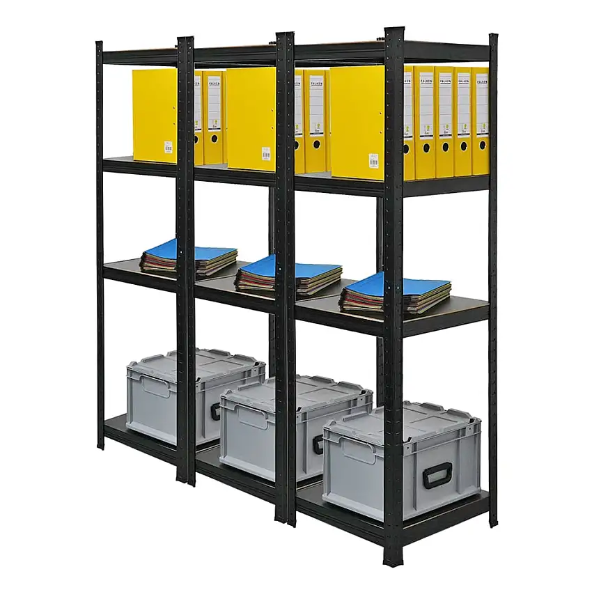 Mega Deal | 3x Wohnregal Ragnar | HxBxT 150x45x45cm | Fachlast 100kg | Matt Schwarz