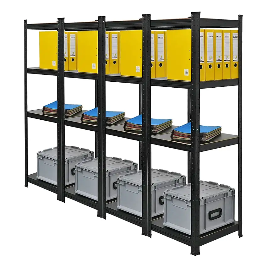 Mega Deal | 4x Wohnregal Ragnar | HxBxT 150x45x45cm | Fachlast 100kg | Matt Schwarz
