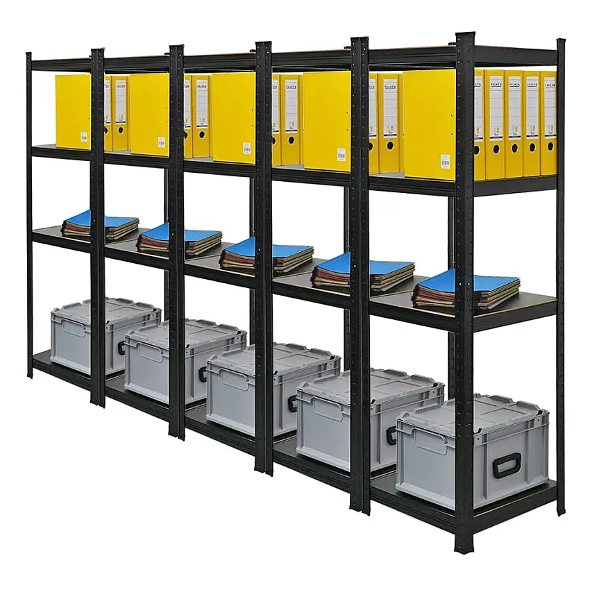 Mega Deal | 5x Wohnregal Ragnar | HxBxT 150x45x45cm | Fachlast 100kg | Matt Schwarz