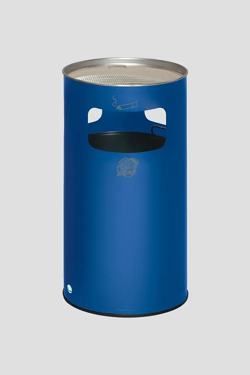 Klassischer Kombiascher rund | HxBxT 76x42x42cm | Verzinkter Stahl | Blau
