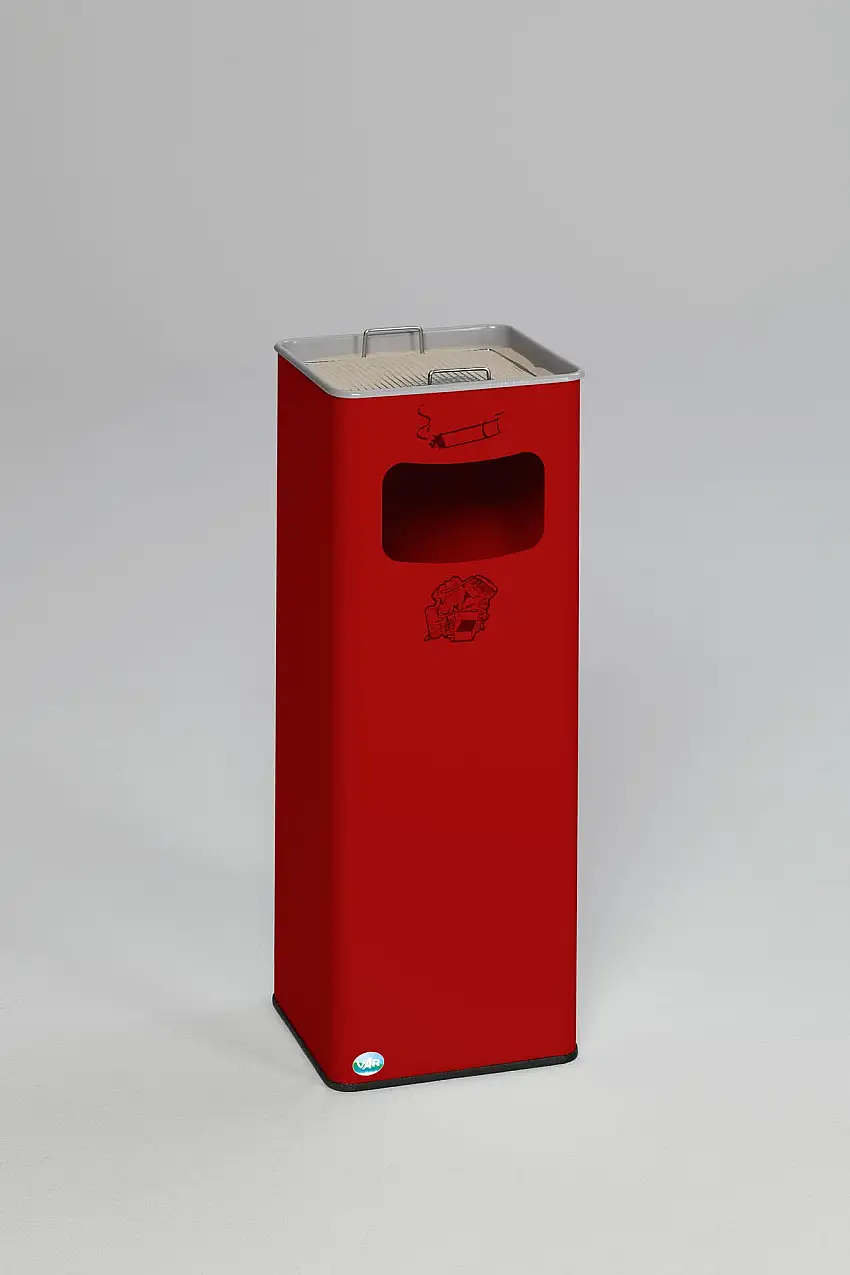 Klassischer Kombiascher eckig | HxBxT 66,5x26x26cm | Verzinkter Stahl | Rot