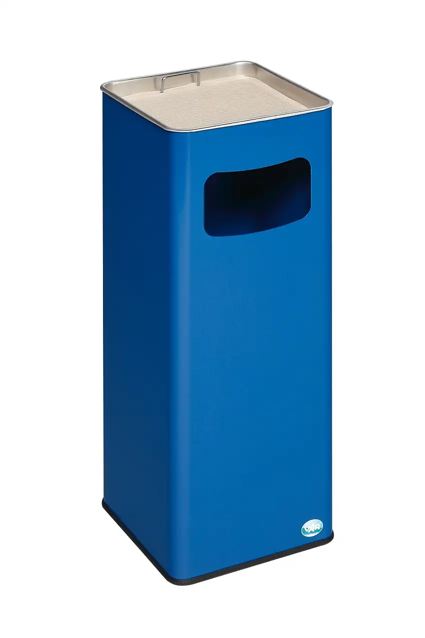 Klassischer Kombiascher eckig | HxBxT 66,5x26x26cm | Verzinkter Stahl | Blau