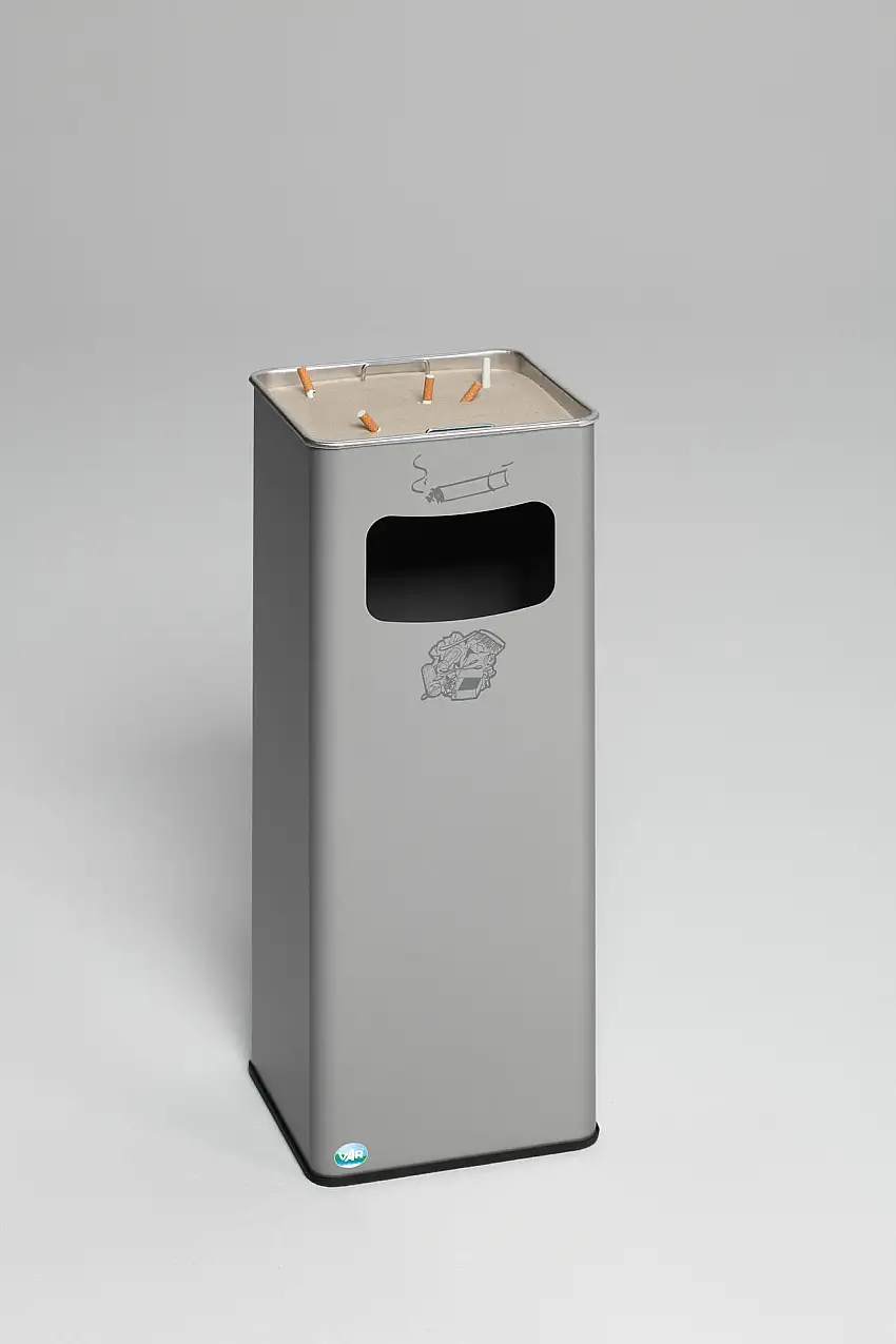 Klassischer Kombiascher eckig | HxBxT 66,5x26x26cm | Verzinkter Stahl | Silber