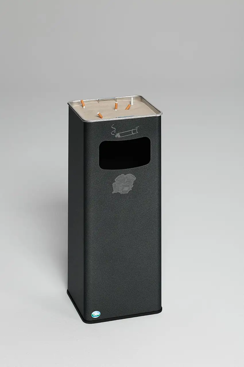 Klassischer Kombiascher eckig | HxBxT 66,5x26x26cm | Verzinkter Stahl | Grau
