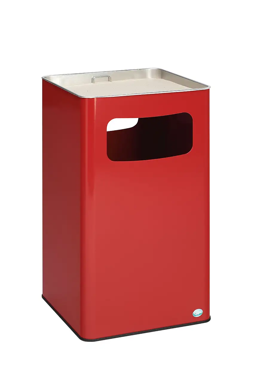 Klassischer Kombiascher eckig | HxBxT 75,5x43x43cm | Verzinkter Stahl | Rot