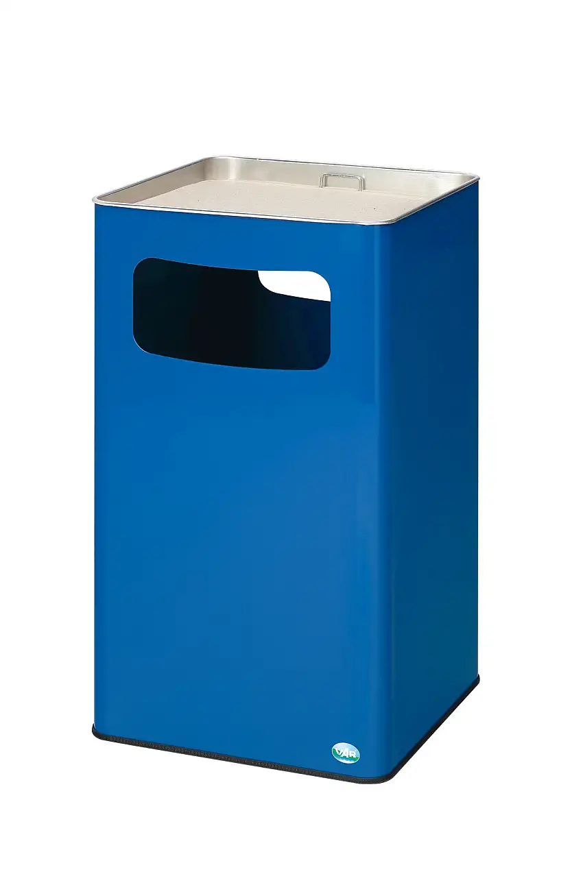 Klassischer Kombiascher eckig | HxBxT 75,5x43x43cm | Verzinkter Stahl | Blau