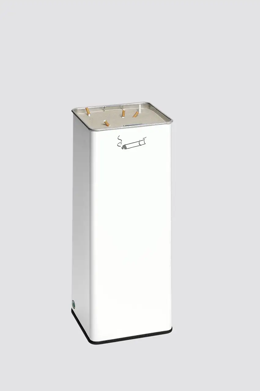 Robuster Ascher mit herausnehmbarem Sandsieb für Eingangsbereiche | HxBxT 66,5x26x26cm | Verzinkter Stahl | Weiß