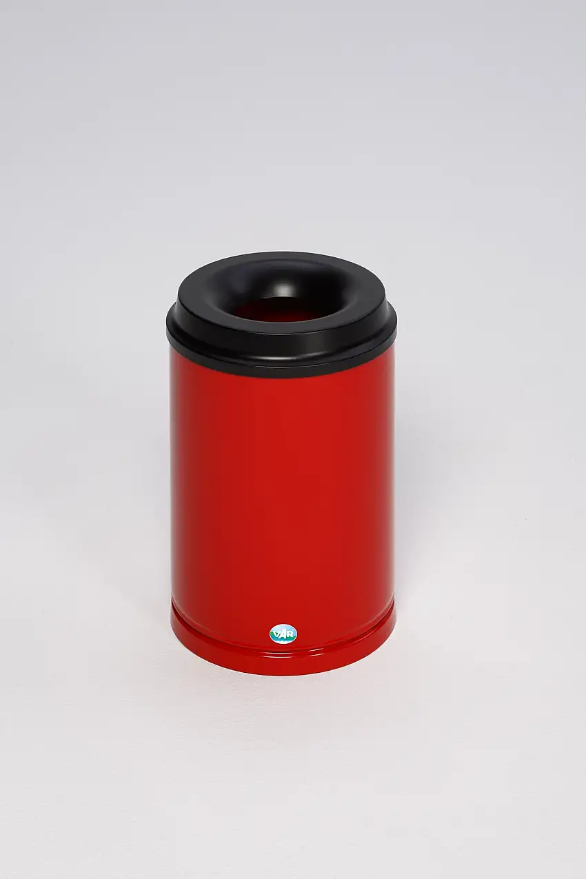Selbstlöschender Papierkorb | 15 Liter, HxBxT 37x25x25cm | Verzinkter Stahl | Rot