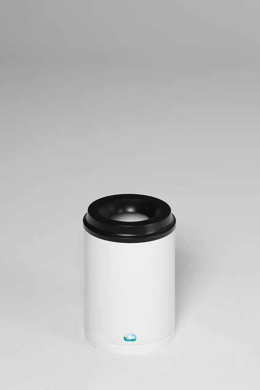 Selbstlöschender Papierkorb | 15 Liter, HxBxT 37x25x25cm | Verzinkter Stahl | Weiß