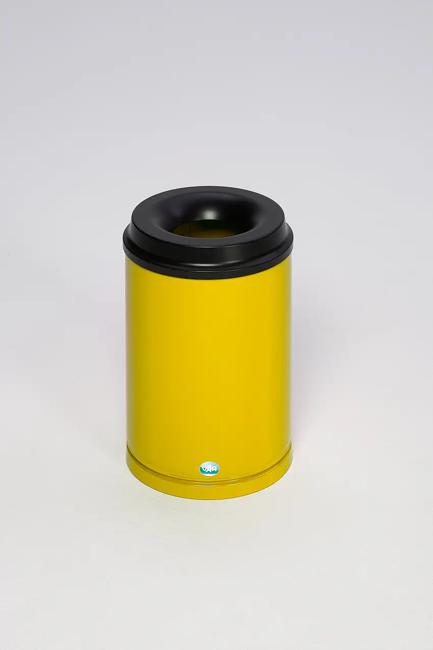 Selbstlöschender Papierkorb | 15 Liter, HxBxT 37x25x25cm | Verzinkter Stahl | Gelb
