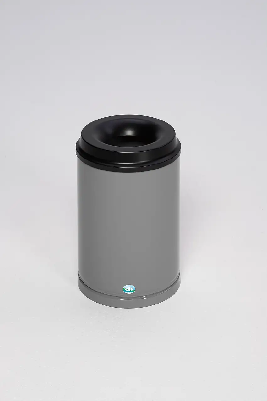 Selbstlöschender Papierkorb | 15 Liter, HxBxT 37x25x25cm | Verzinkter Stahl | Silber