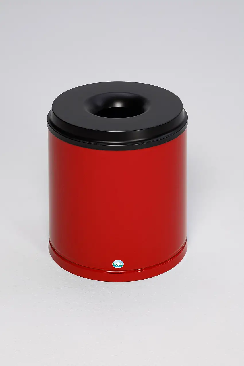 Selbstlöschender Papierkorb | 30 Liter, HxBxT 40x37x37cm | Verzinkter Stahl | Rot