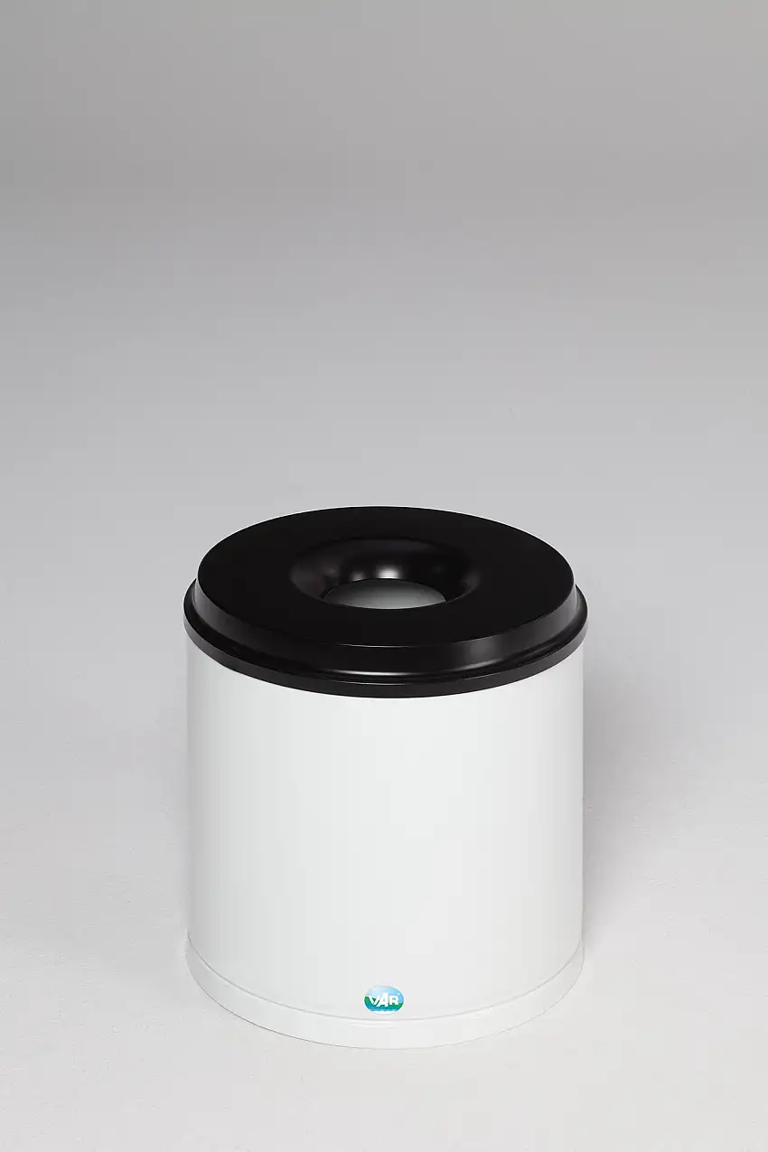 Selbstlöschender Papierkorb | 30 Liter, HxBxT 40x37x37cm | Verzinkter Stahl | Weiß