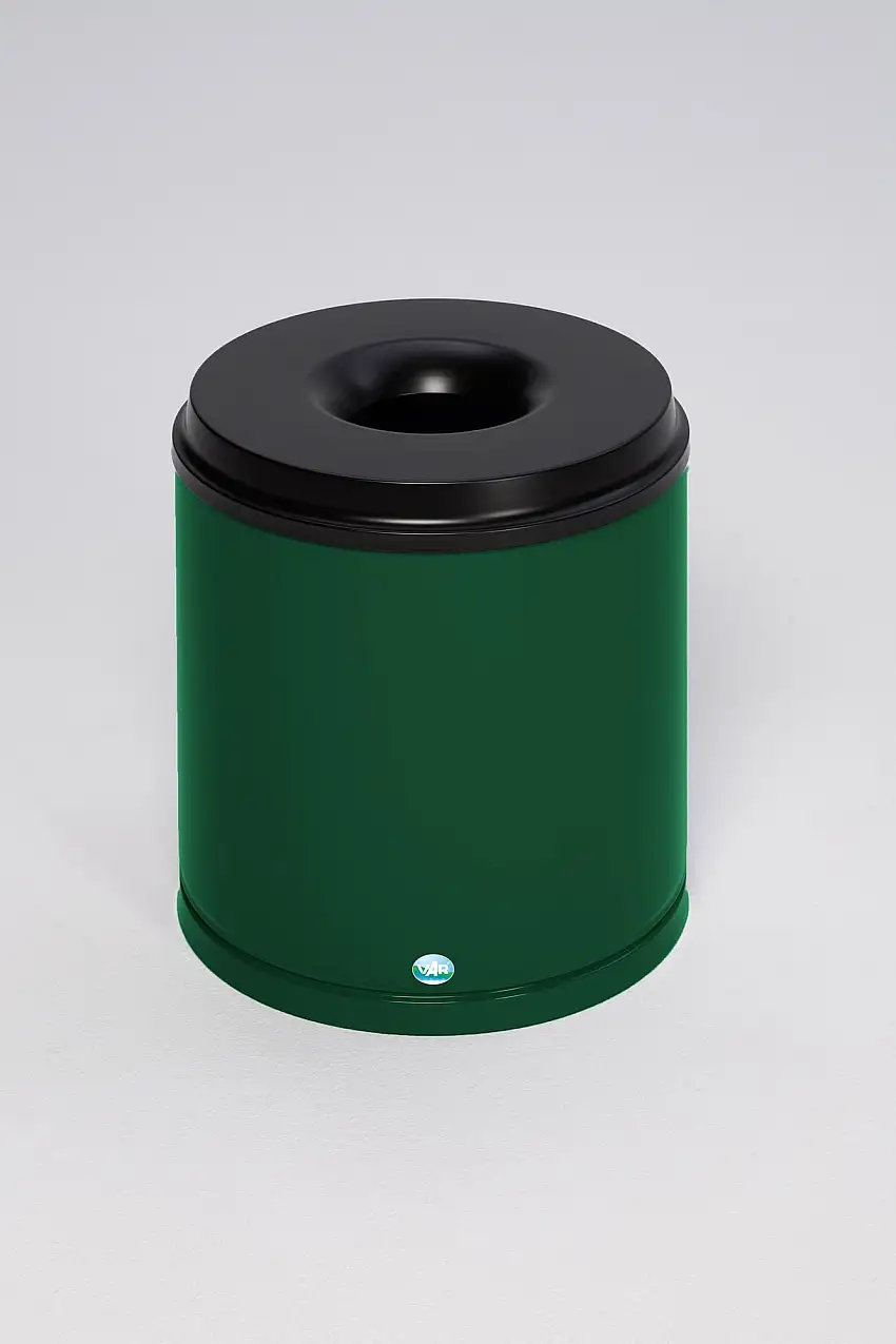 Selbstlöschender Papierkorb | 30 Liter, HxBxT 40x37x37cm | Verzinkter Stahl | Grün