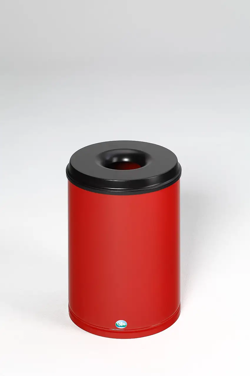 Selbstlöschender Papierkorb | 50 Liter, HxBxT 53x37x37cm | Verzinkter Stahl | Rot
