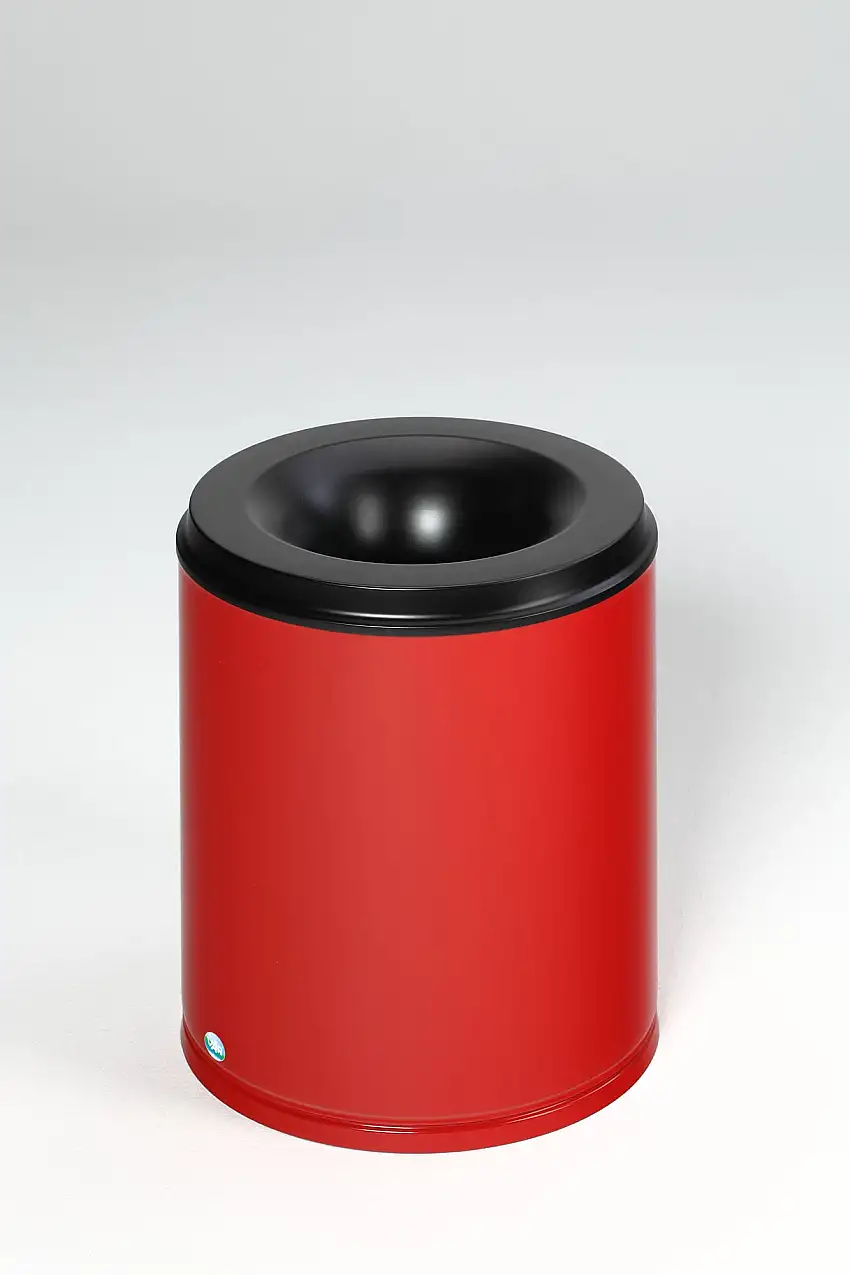 Selbstlöschender Papierkorb | 80 Liter, HxBxT 56x46,5x46,5cm | Verzinkter Stahl | Rot