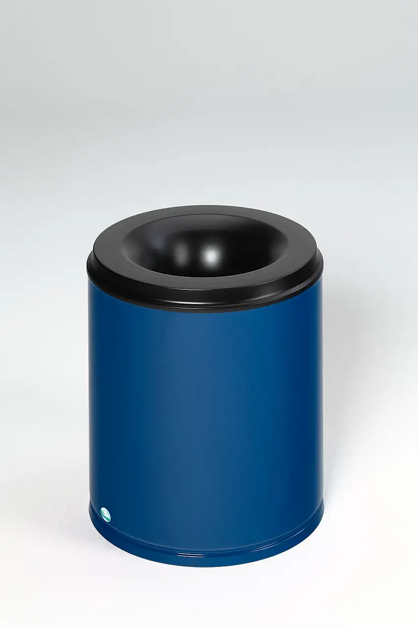 Selbstlöschender Papierkorb | 80 Liter, HxBxT 56x46,5x46,5cm | Verzinkter Stahl | Blau