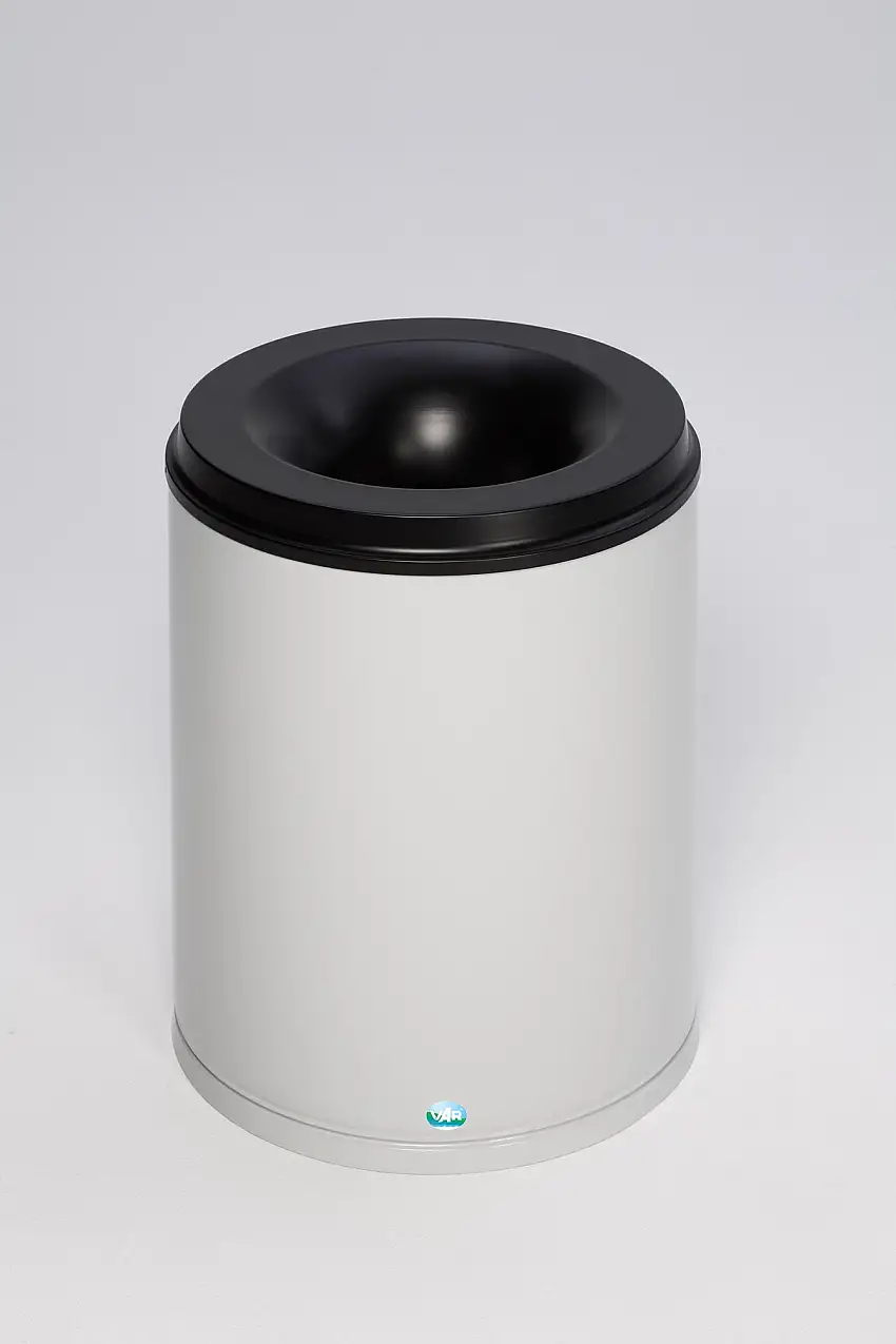 Selbstlöschender Papierkorb | 80 Liter, HxBxT 56x46,5x46,5cm | Verzinkter Stahl | Grau