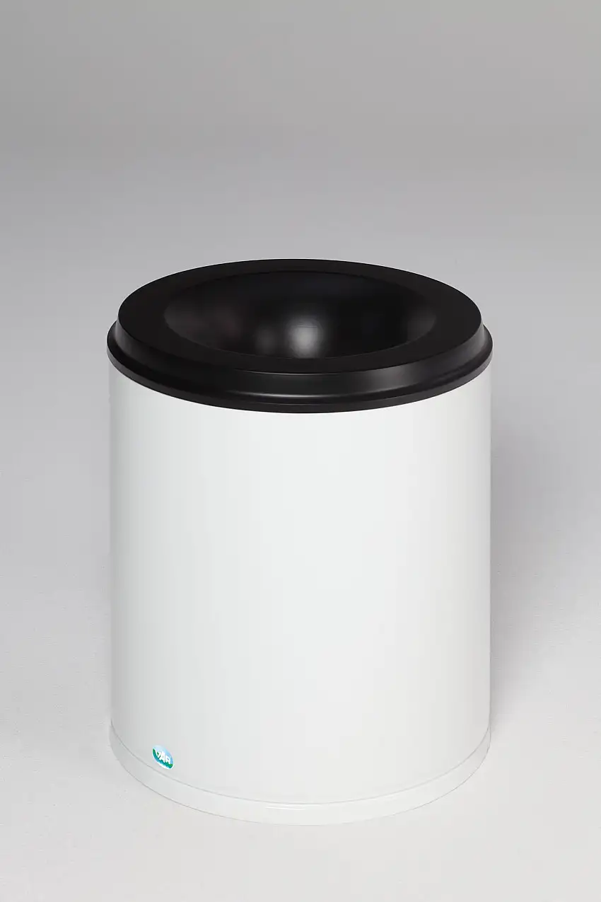 Selbstlöschender Papierkorb | 80 Liter, HxBxT 56x46,5x46,5cm | Verzinkter Stahl | Weiß