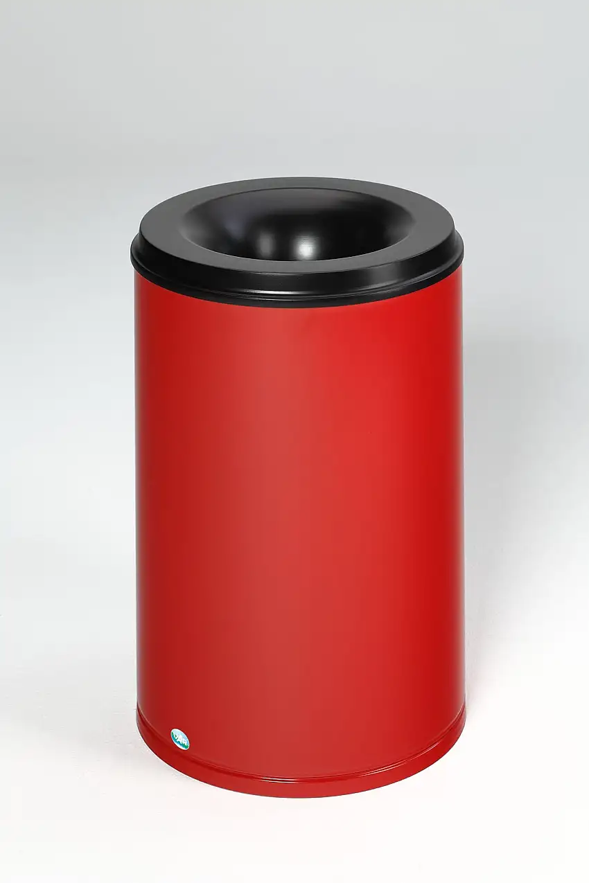 Selbstlöschender Papierkorb | 110 Liter, HxBxT 75x46,5x46,5cm | Verzinkter Stahl | Rot