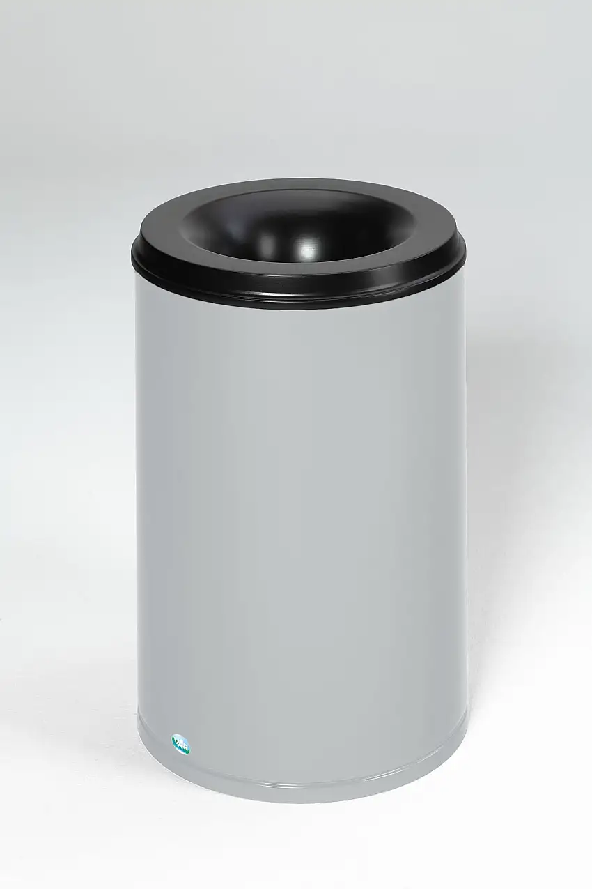 Selbstlöschender Papierkorb | 110 Liter, HxBxT 75x46,5x46,5cm | Verzinkter Stahl | Grau