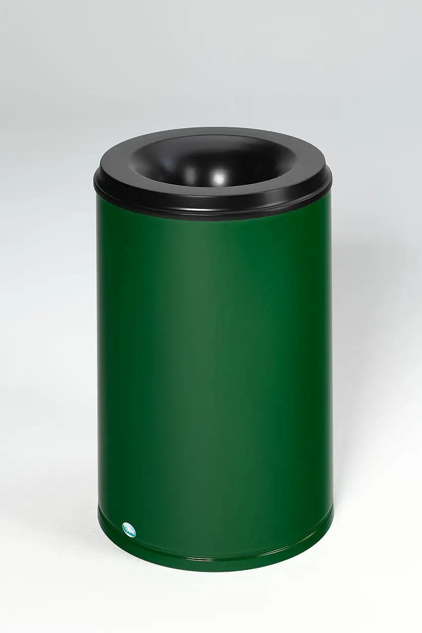 Selbstlöschender Papierkorb | 110 Liter, HxBxT 75x46,5x46,5cm | Verzinkter Stahl | Grün
