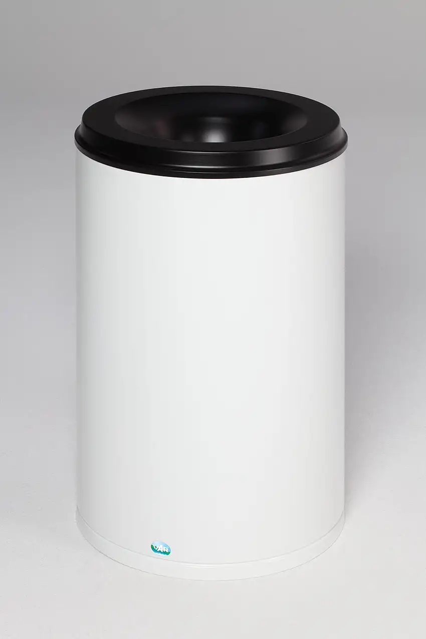Selbstlöschender Papierkorb | 110 Liter, HxBxT 75x46,5x46,5cm | Verzinkter Stahl | Weiß