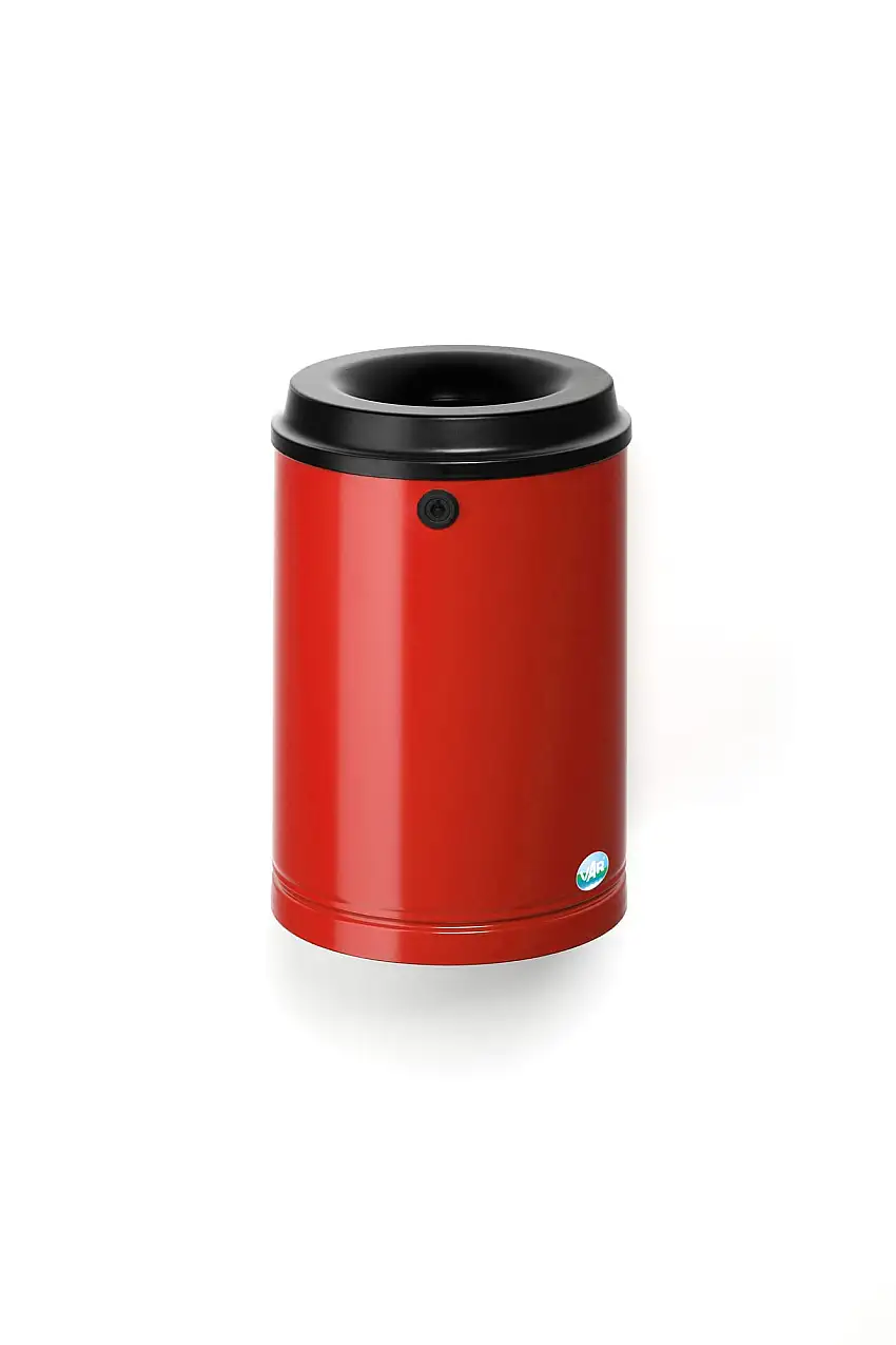 Robuster Papierkorb mit Wandhalterung | 15 Liter, HxBxT 39x25x25cm | Verzinkter Stahl | Rot