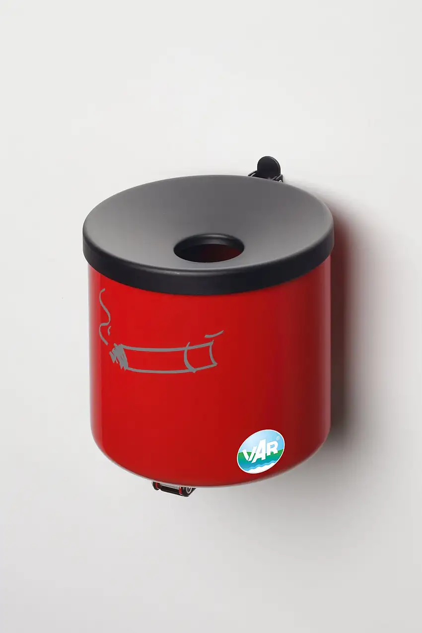 Robuster Ascher zur Wandmontage | 2,4 Liter, HxBxT 16x15,5x15,5cm | Stahl | Rot