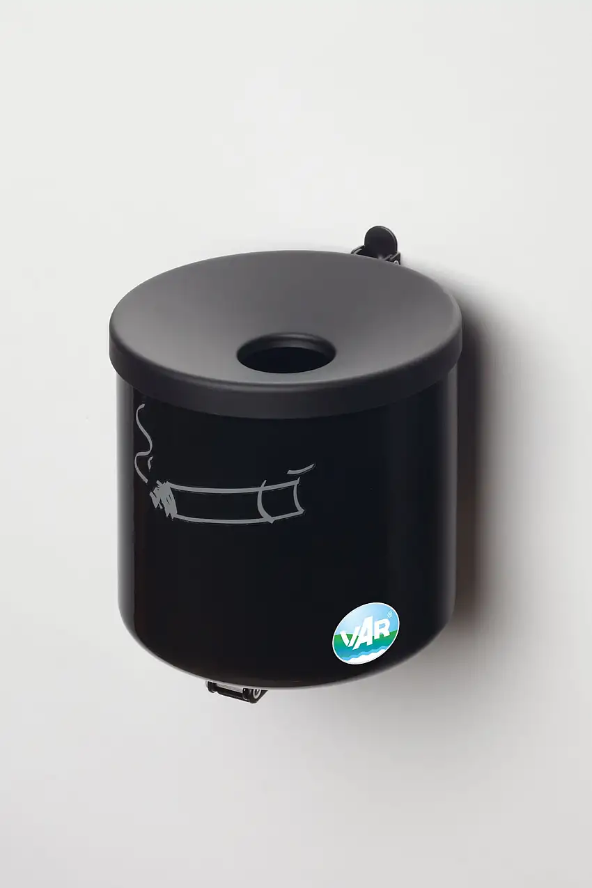 Robuster Ascher zur Wandmontage | 2,4 Liter, HxBxT 16x15,5x15,5cm | Stahl | Schwarz