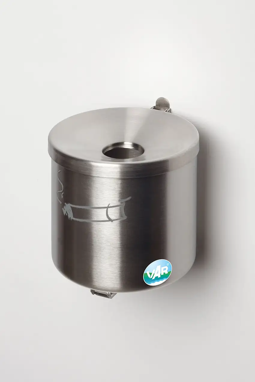 Robuster Ascher zur Wandmontage | 2,4 Liter, HxBxT 16x15,5x15,5cm | Edelstahl