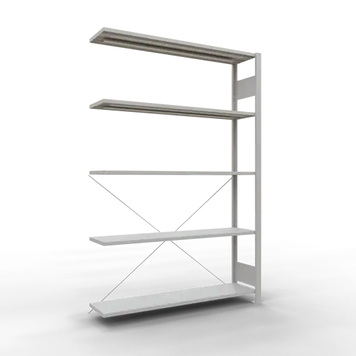 Schulte Fachbodenregal MULTIplus150 Stecksystem | Anbauregal | HxBxT 200x130x30cm | 5 Ebenen | Fachlast 150kg | Lichtgrau