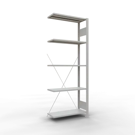 Schulte Fachbodenregal MULTIplus150 Stecksystem | Anbauregal | HxBxT 200x75x30cm | 5 Ebenen | Fachlast 150kg | Lichtgrau