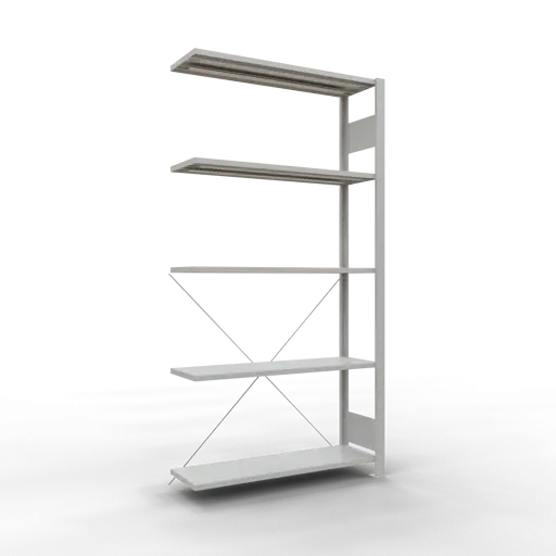 Schulte Fachbodenregal MULTIplus150 Stecksystem | Anbauregal | HxBxT 200x100x30cm | 5 Ebenen | Fachlast 150kg | Lichtgrau