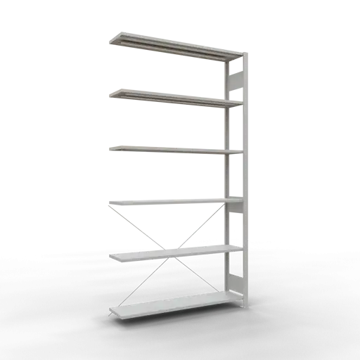 Schulte Fachbodenregal MULTIplus150 Stecksystem | Anbauregal | HxBxT 250x130x30cm | 6 Ebenen | Fachlast 150kg | Lichtgrau