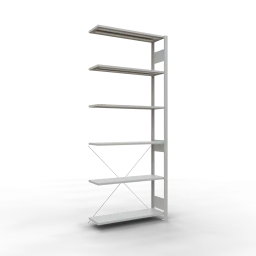 Schulte Fachbodenregal MULTIplus150 Stecksystem | Anbauregal | HxBxT 250x100x30cm | 6 Ebenen | Fachlast 150kg | Lichtgrau