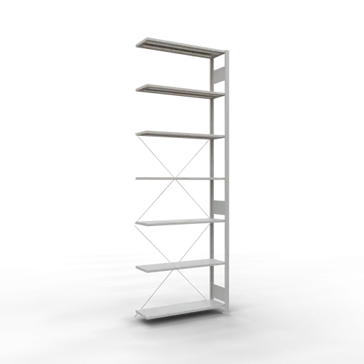 Schulte Fachbodenregal MULTIplus150 Stecksystem | Anbauregal | HxBxT 300x100x30cm | 7 Ebenen | Fachlast 150kg | Lichtgrau