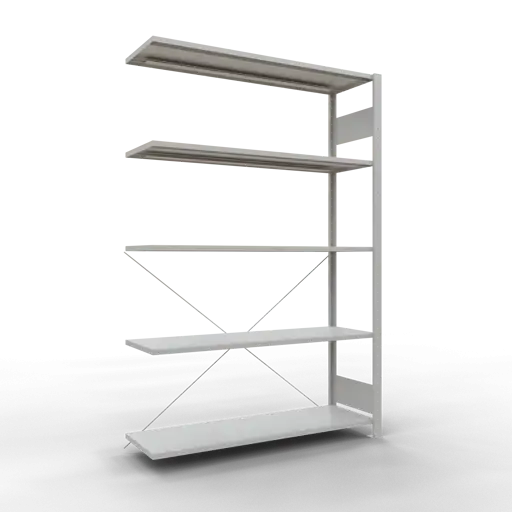 Schulte Fachbodenregal MULTIplus150 Stecksystem | Anbauregal | HxBxT 200x130x40cm | 5 Ebenen | Fachlast 150kg | Lichtgrau