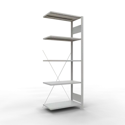 Schulte Fachbodenregal MULTIplus150 Stecksystem | Anbauregal | HxBxT 200x75x40cm | 5 Ebenen | Fachlast 150kg | Lichtgrau