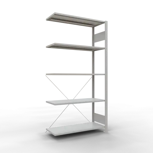 Schulte Fachbodenregal MULTIplus150 Stecksystem | Anbauregal | HxBxT 200x100x40cm | 5 Ebenen | Fachlast 150kg | Lichtgrau