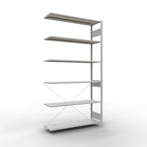 Schulte Fachbodenregal MULTIplus150 Stecksystem | Anbauregal | HxBxT 250x130x40cm | 6 Ebenen | Fachlast 150kg | Lichtgrau