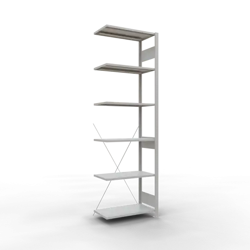 Schulte Fachbodenregal MULTIplus150 Stecksystem | Anbauregal | HxBxT 250x75x40cm | 6 Ebenen | Fachlast 150kg | Lichtgrau