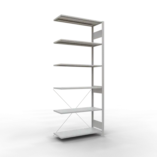 Schulte Fachbodenregal MULTIplus150 Stecksystem | Anbauregal | HxBxT 250x100x40cm | 6 Ebenen | Fachlast 150kg | Lichtgrau