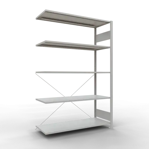 Schulte Fachbodenregal MULTIplus150 Stecksystem | Anbauregal | HxBxT 200x130x50cm | 5 Ebenen | Fachlast 150kg | Lichtgrau