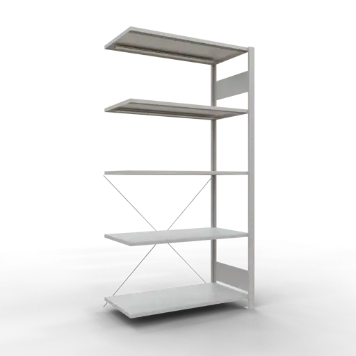 Schulte Fachbodenregal MULTIplus150 Stecksystem | Anbauregal | HxBxT 200x100x50cm | 5 Ebenen | Fachlast 150kg | Lichtgrau
