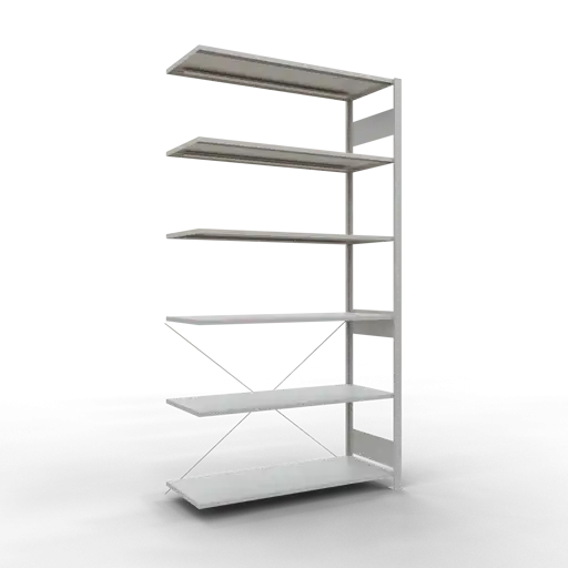 Schulte Fachbodenregal MULTIplus150 Stecksystem | Anbauregal | HxBxT 250x130x50cm | 6 Ebenen | Fachlast 150kg | Lichtgrau