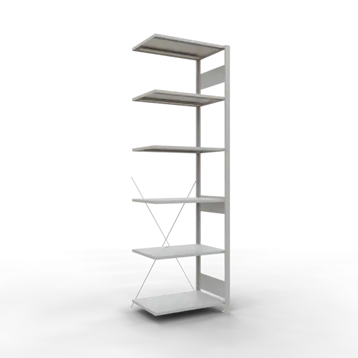 Schulte Fachbodenregal MULTIplus150 Stecksystem | Anbauregal | HxBxT 250x75x50cm | 6 Ebenen | Fachlast 150kg | Lichtgrau