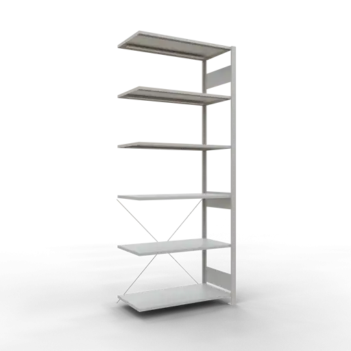Schulte Fachbodenregal MULTIplus150 Stecksystem | Anbauregal | HxBxT 250x100x50cm | 6 Ebenen | Fachlast 150kg | Lichtgrau