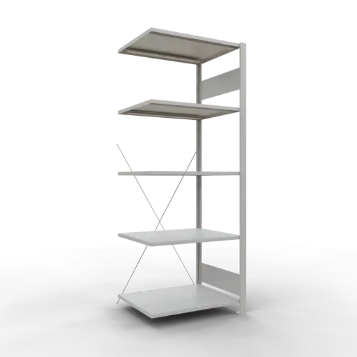 Schulte Fachbodenregal MULTIplus150 Stecksystem | Anbauregal | HxBxT 200x75x60cm | 5 Ebenen | Fachlast 150kg | Lichtgrau