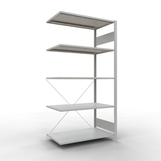 Schulte Fachbodenregal MULTIplus150 Stecksystem | Anbauregal | HxBxT 200x100x60cm | 5 Ebenen | Fachlast 150kg | Lichtgrau